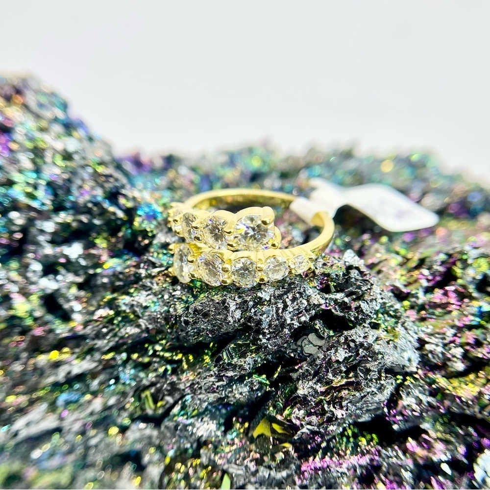 Adjustable Bypass Moissanite Ring Yellow Gold Over 925 Silver Open Band GRA - Picture 6 of 15